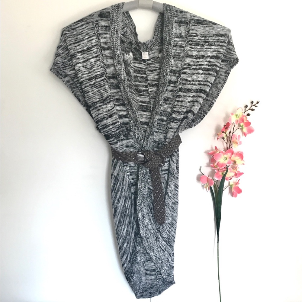SUN & SHADOW Long Knitwear Sleeveless Open Draped Cardigan Sz M
